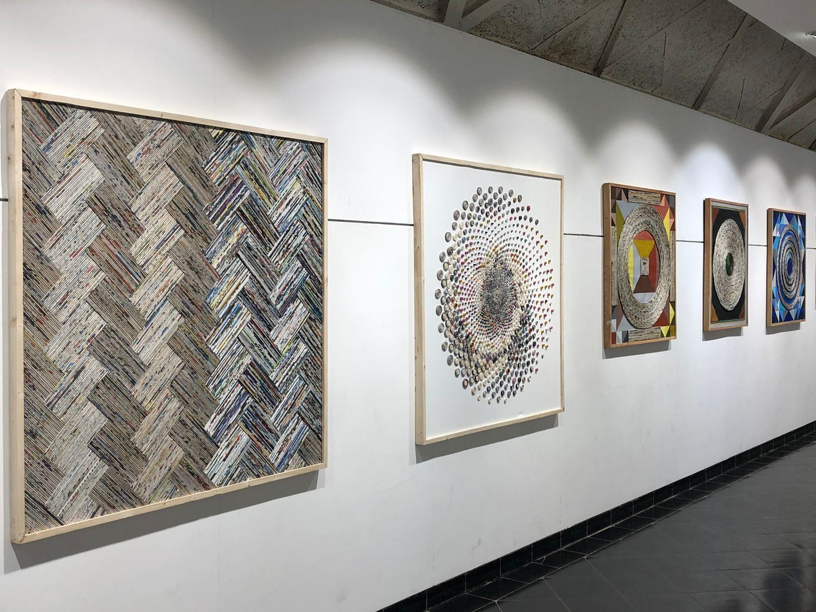 Woven newspaper panels