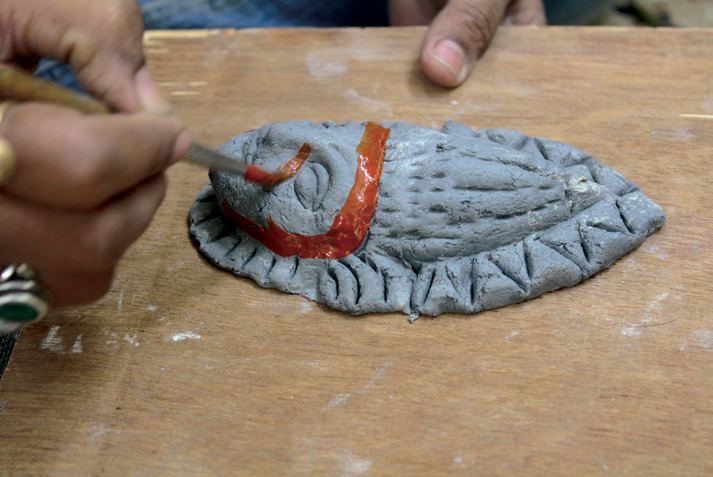 Dried, then hand-painted