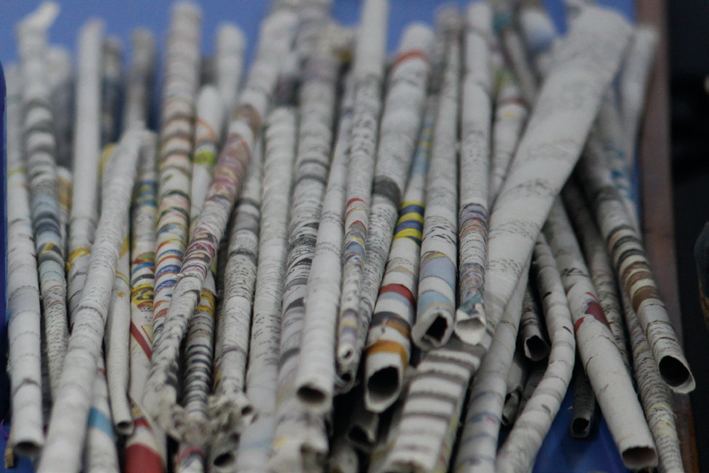 For paper-roll work, sheets are rolled into sticks
