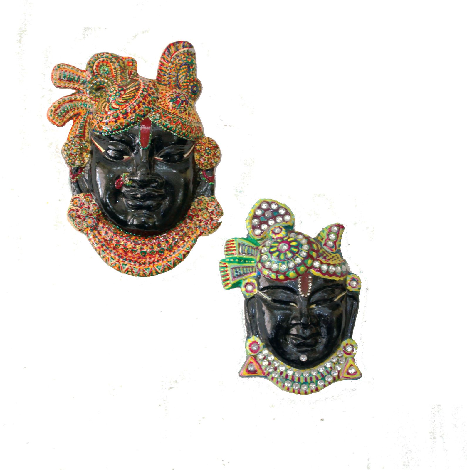 Two Shrinathji masks in paper mache