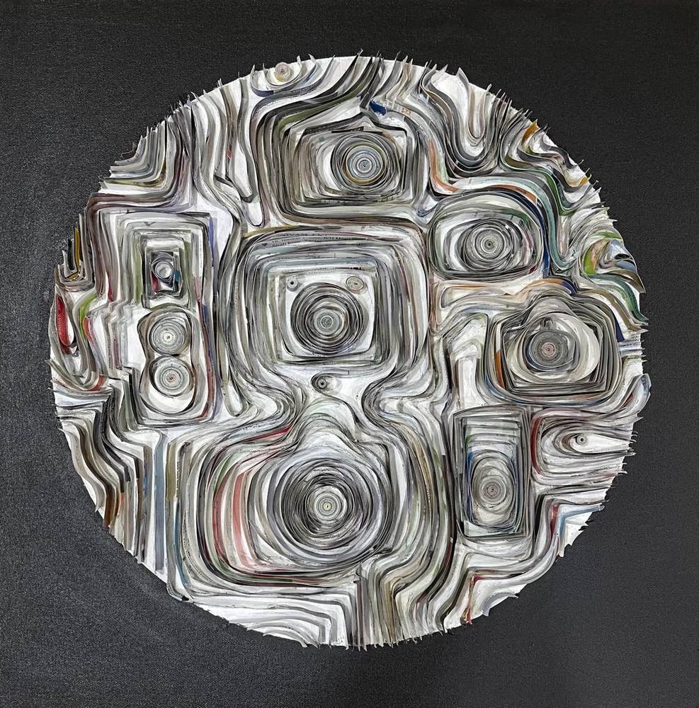 Untitled (Newspaper Swirls on Black)